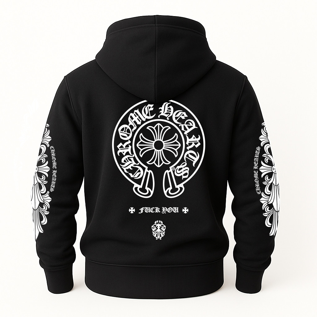 Худі Chrome Hearts чорна тепла м’яка якісна на флісі, фото 1