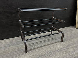 3-х рівнева полиця для взуття підлогова деревʼяна Дерево масло+ Чорний 53*25*46 см, Арт.62643