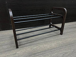 2-х рівнева полиця для взуття Дерево масло+ Чорний 53*25*30 см, Арт.65763