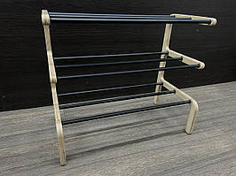 3-х рівнева полиця для взуття підлогова деревʼяна Дерево нат+ Чорний 53*26*46 см, Арт.62642