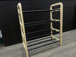 4-х рівнева полиця для взуття Дерево нат+ Чорний 53*25*62см, Арт.65765