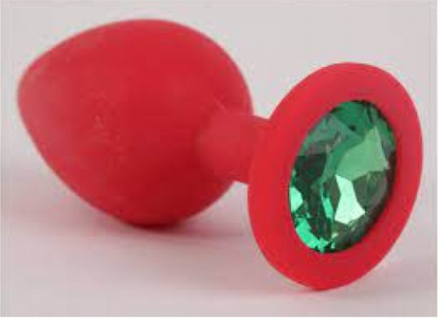 Анальний корок, Red Silicone, Emerald M, фото 1