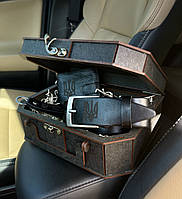 Подарунковий набір зі шкіряними виробами, Гаманець, ремінь, брелок