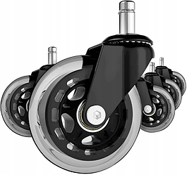 Безшумні роликові колеса для офісних крісел 5шт. Malatec (Польща)
