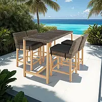 Комплект барний з ротангу з 4 стільцями Latina