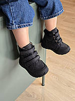 Дитячі ортопедичні чорні шкіряні демісезонні черевики на липучках на флісі 25 р, фото 3