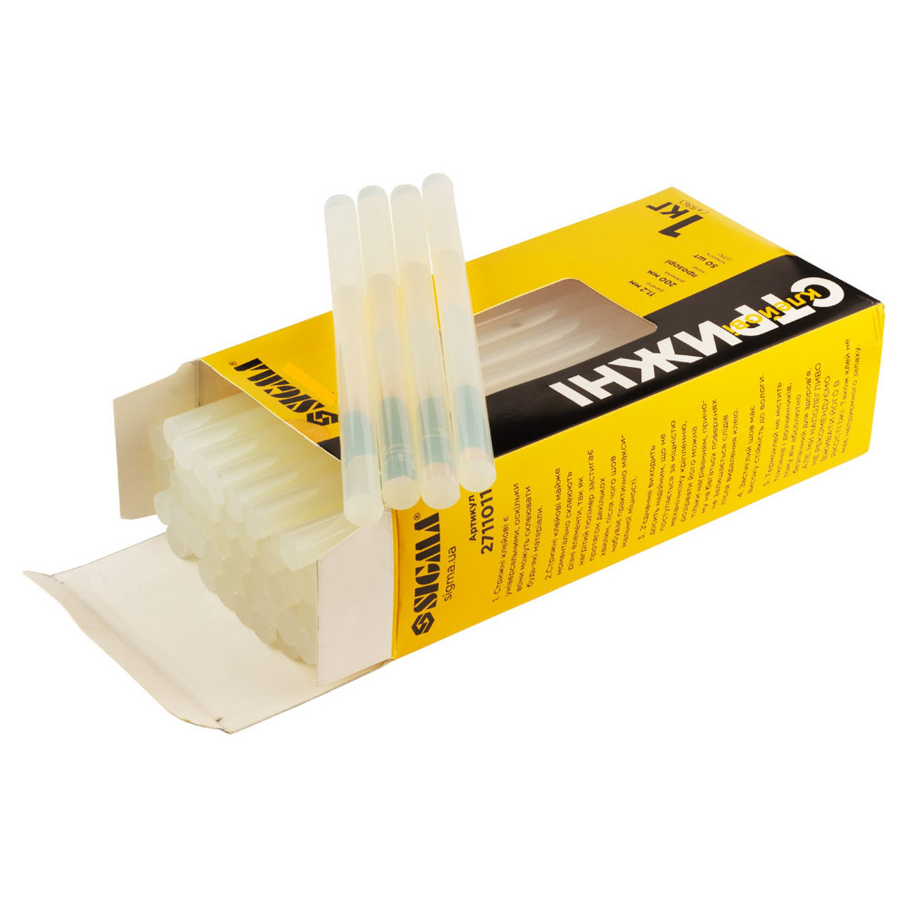 Стрижні клейові Ø11.2×200мм 50шт 1кг (прозорі) TM SIGMA, фото 1