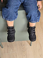 Дитячі ортопедичні чорні шкіряні демісезонні черевики на липучках на флісі 25 р, фото 4