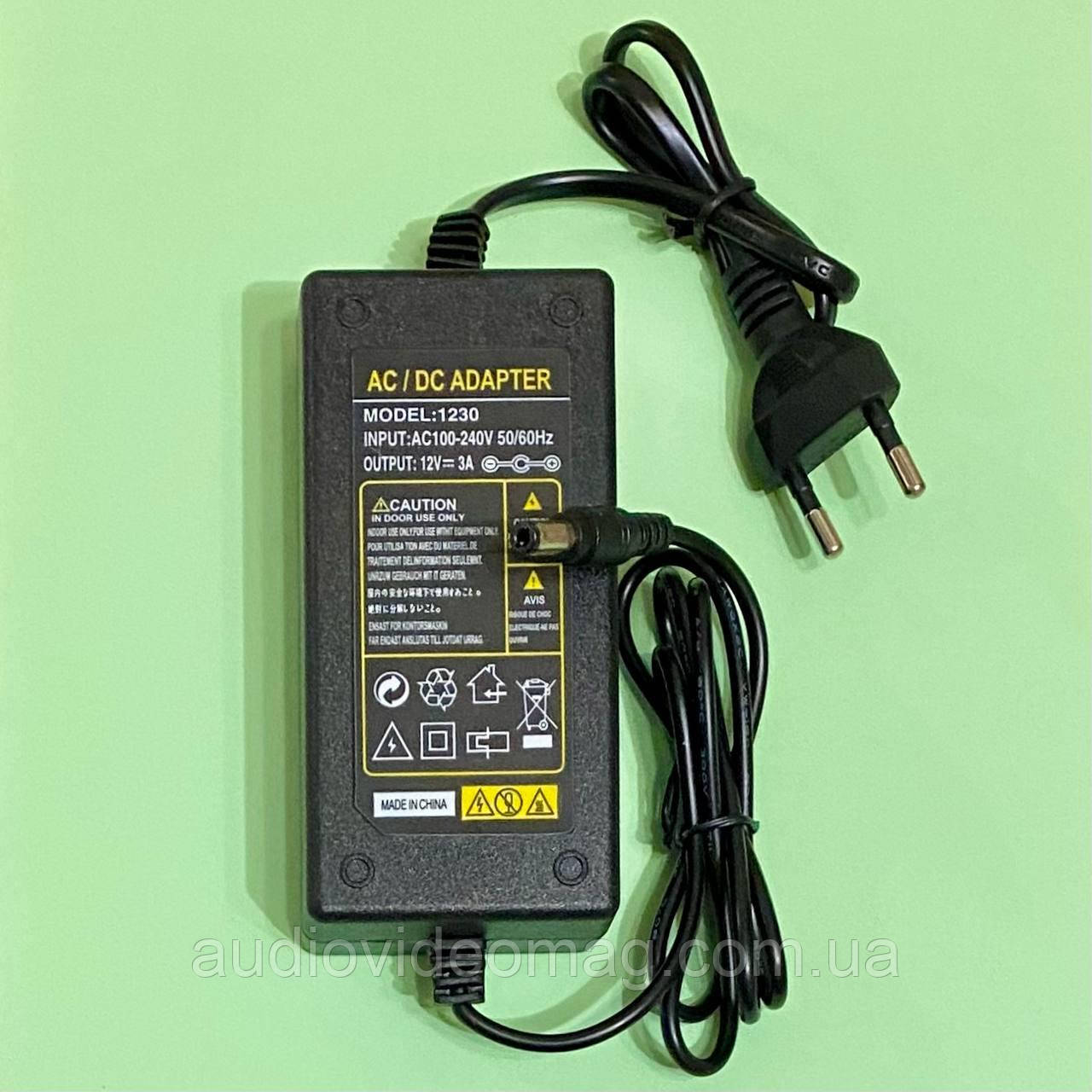 Блок живлення 12V 3A, штекер 5.5-2.5, фото 1