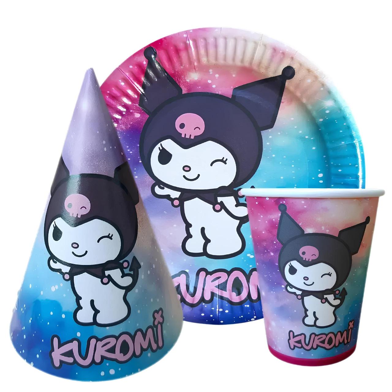 Набір посуду паперовий одноразовий | Куромі Kuromi Комос