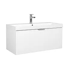 Тумба Fabio (білий мат) з умивальником Fabio 100 см (консольна) ручка хром