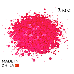 Конфетті (50 г) 089 мікс (лусочки) рожеві неон, 3 мм