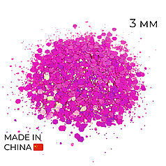 Конфетті (50 г) 090 мікс (лусочки) рожеві хамелеон, 3 мм