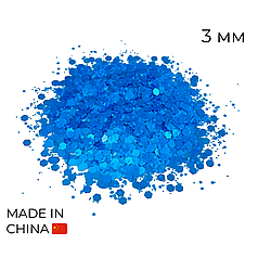Конфетті (50 г) 088 мікс (лусочки) блакитні неон, 3 мм