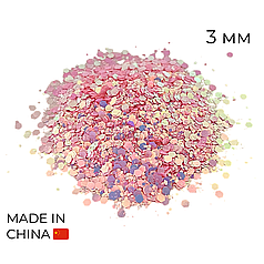 Конфетті (50 г) 095 мікс (лусочки) ніжно-рожеві хамелеон, 3 мм