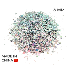 Конфетті (50 г) 098 мікс (лусочки) срібло хамелеон, 3 мм