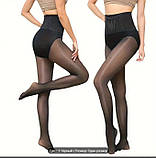 Жіночі колготи теплі з імітацією капрону на флісі. Високий пояс 44-48 р, фото 2