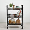 Етажерка Стелаж з полицями на колесах коліщатках Bonro B-073 чорний для дому офісу салону майстра, фото 7