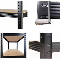 Стелаж металевий 150х70х30см Siker GoodTool G7030 чорний 5 полиць для офісу гаража складу підвалу магазину, фото 3