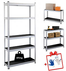 Стелаж металевий 180х90х40 Siker P9040L білий (чорні полиці)