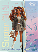 Папка для праці та зошитів картонна на гумці (А4+, 316х225мм) Zibi Kids Line Super Girl ZB.14940-39