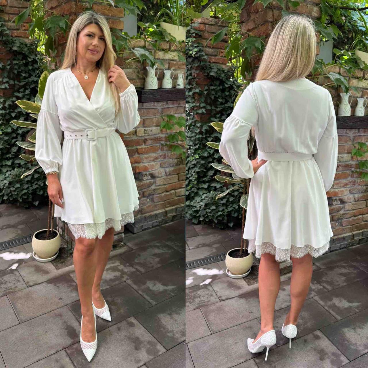 Елегантна жіноча сукня 48,50,52,54 біла, фото 1