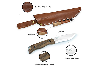 Ніж туристичний компактний BPS Knives HK1 CSHF, вуглецева сталь, кресало (Україна), фото 3