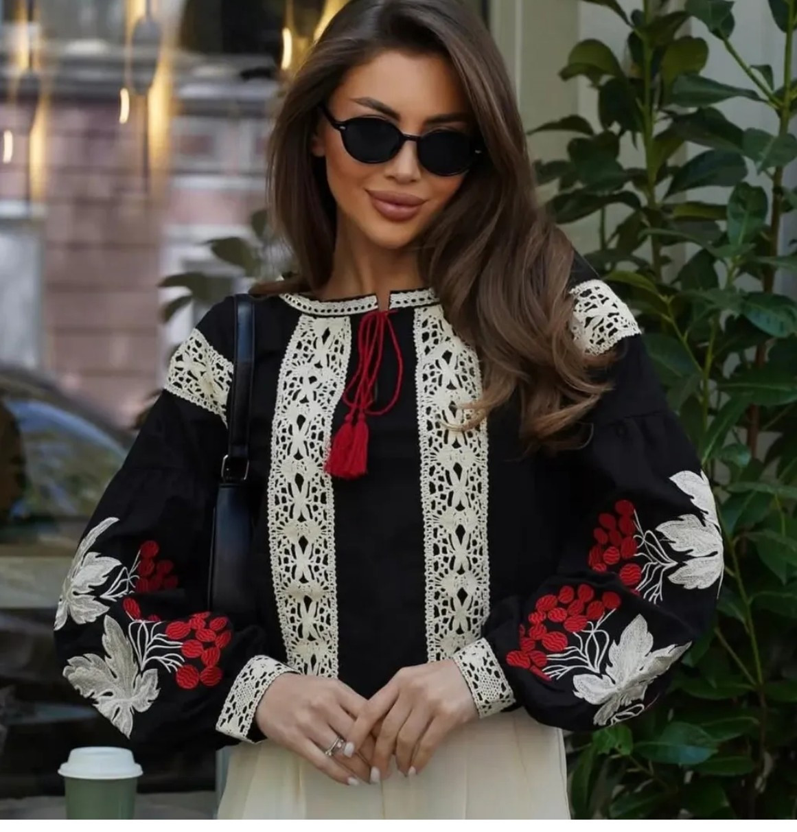 Сорочка вишиванка жіноча S.M.L, XL,2XL,3XL чорна і молочна, фото 1