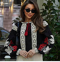 Сорочка вишиванка жіноча S,M.L,XL.2XL.3XL чорна і молочна