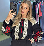 Сорочка вишиванка жіноча S.M.L, XL,2XL,3XL чорна і молочна, фото 2
