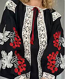 Сорочка вишиванка жіноча S.M.L, XL,2XL,3XL чорна і молочна, фото 3