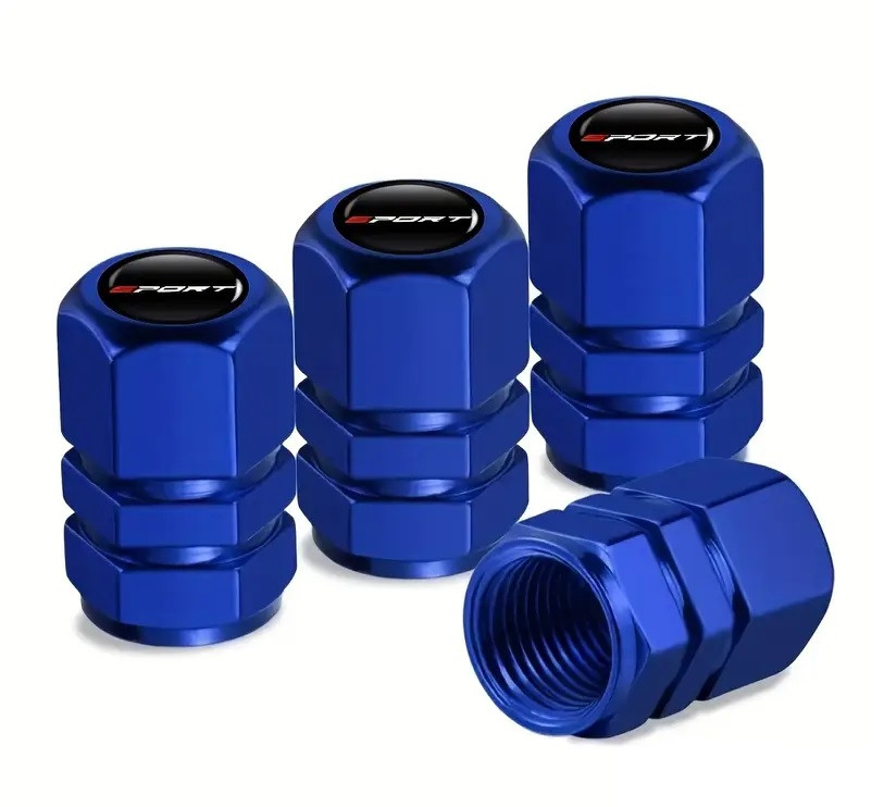 Захисні ковпачки на ніппеля Універсальні шестигранні металеві 4 шт Сині Sport