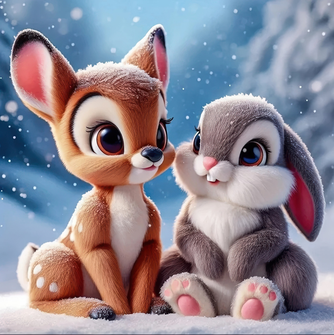 Алмазна мозаїка "Оленятко з зайчиком", 20*20см, на рамці, в кор. 21*21*2,5см, ТМ Dreamtoys, фото 1