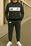 Чоловічий трикотажний костюм світшот і штани Нью Беланс Ліверпуль (New Balance Liverpool) (темно-сірий з білим)