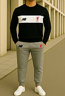 Чоловічий трикотажний костюм світшот і штани Нью Беланс Ліверпуль (New Balance Liverpool) (чорний з білим)