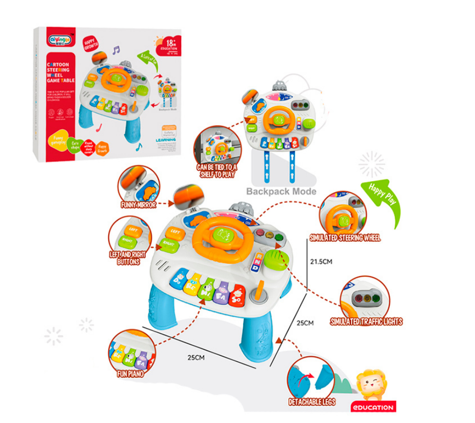 Дитячий ігровий музичний розвиваючий столик 368-48B Блакитний, фото 1