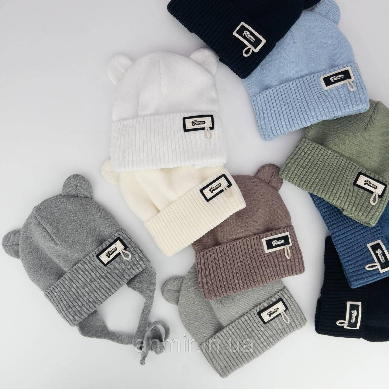 Шапка дитяча демісезонна на зав'язках з вушками подвійна віскоза 36-42, кольору міксом