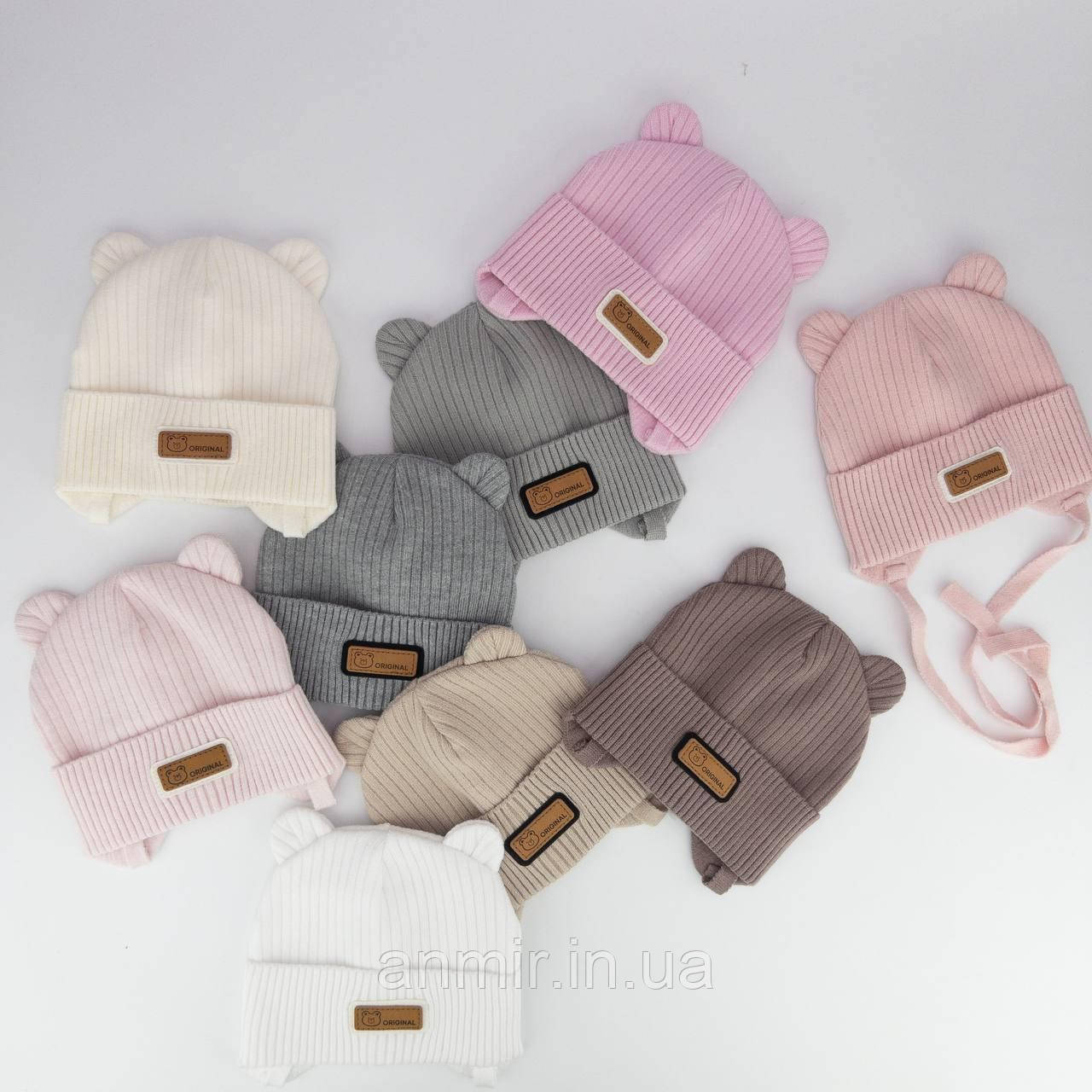 Шапка дитяча демісезонна із зав'язками ORIGINAL одинарна віскоза 38-40, кольору міксом