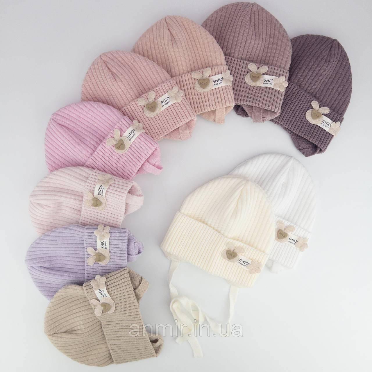 Шапка дитяча демісезонна із зав'язками ЗАЙКА одинарна віскоза 36-38, кольору міксом