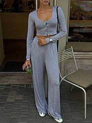 Жіночий костюм з віскози топ з довгими рукавами та вільні штани Dld