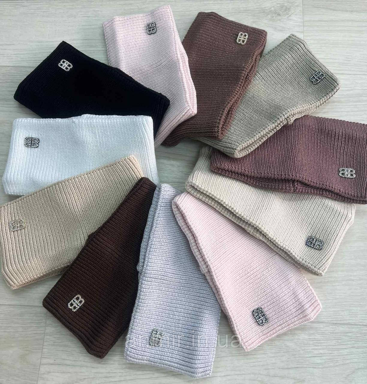 Пов'язка дитяча на голову в'язана для дівчинки 54-60, кольору міксом