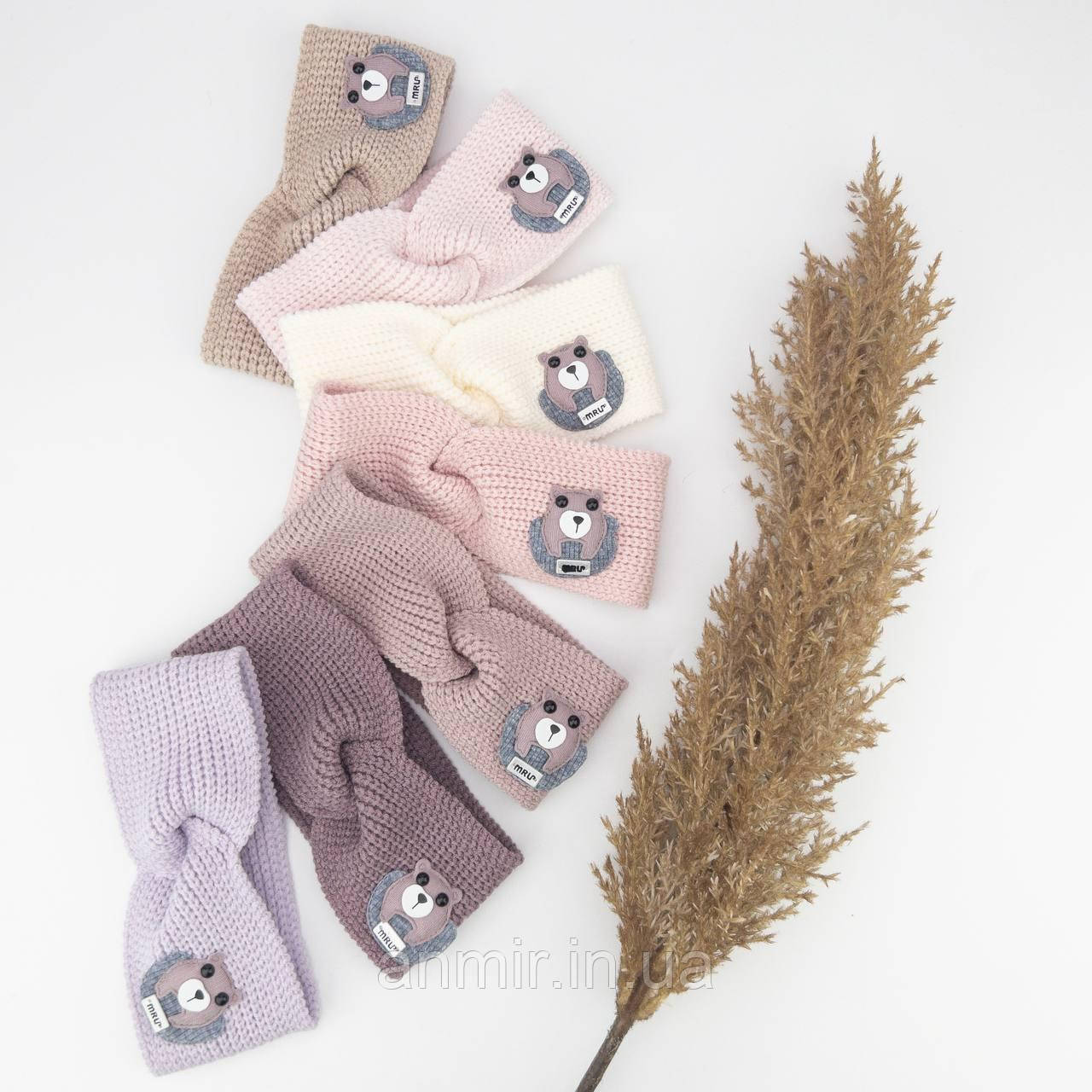 Пов'язка дитяча на голову МІШКА віскоза для дівчинки 46-50, кольору міксом