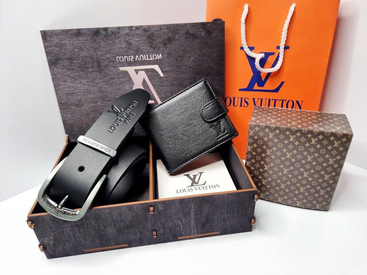 Подарунковий набір LV (Ремінь + Гаманець), фото 1