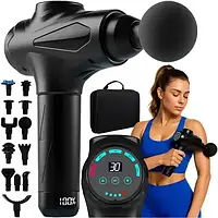 Масажний пістолет, масажер для тіла та спини, масажний пістолет 30 рівнів,12 насадок Isomedix 26441