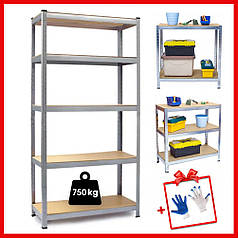 Стелаж металевий 5 полиць 180х90х40см Siker GoodTool G9040 для гаража складу підвалу магазину офісу