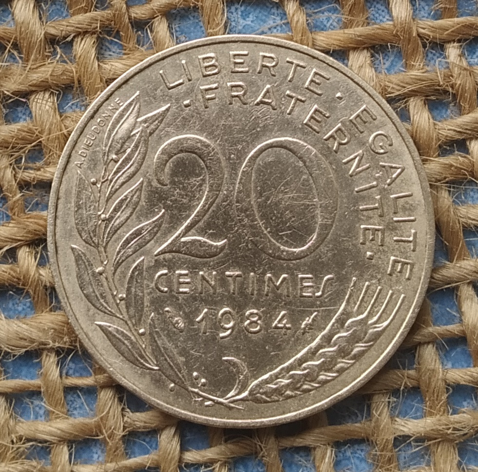 20 сантимiв 1984 року францiя, фото 1