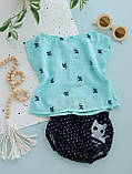 Літній комплект для новонародженої дівчинки Сорочка з марлевки + блумери з куліру, фото 3