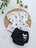 Літній комплект для новонародженої дівчинки Сорочка з марлевки + блумери з куліру, фото 4