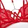 Комплект сексуальної білизни з мережива в червоному кольорі з поясом та пов'язками на ноги, фото 4