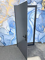 Вуличні вхідні двері з металу для офісу чорні з ручкою, вуличні вхідні двері з металу